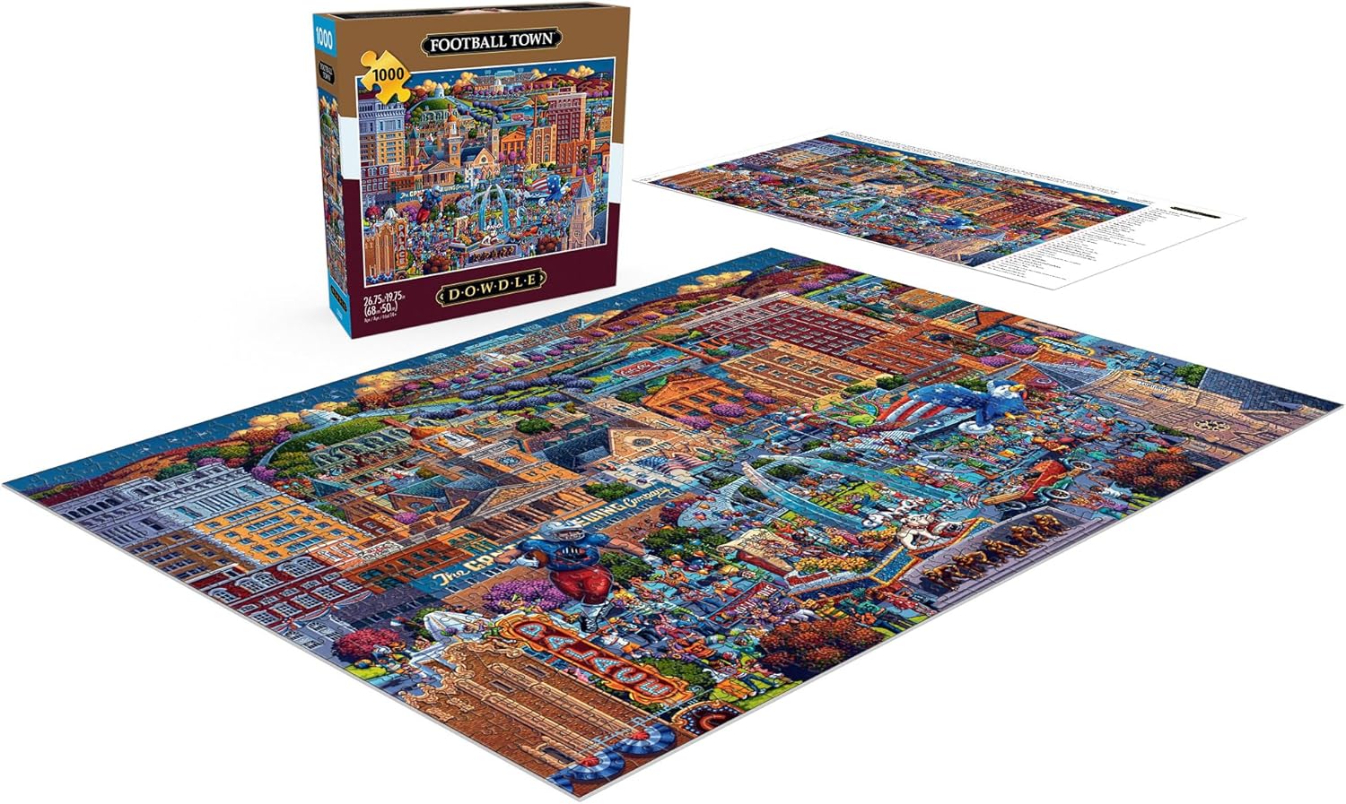 Buffalo Games - Eric Dowdle - Football Town - 1000 Piece Jigsaw Puzzle for Adults - Challenging Puzzle Perfect for Game Nights - Finished Size is 26.75 x 19.75