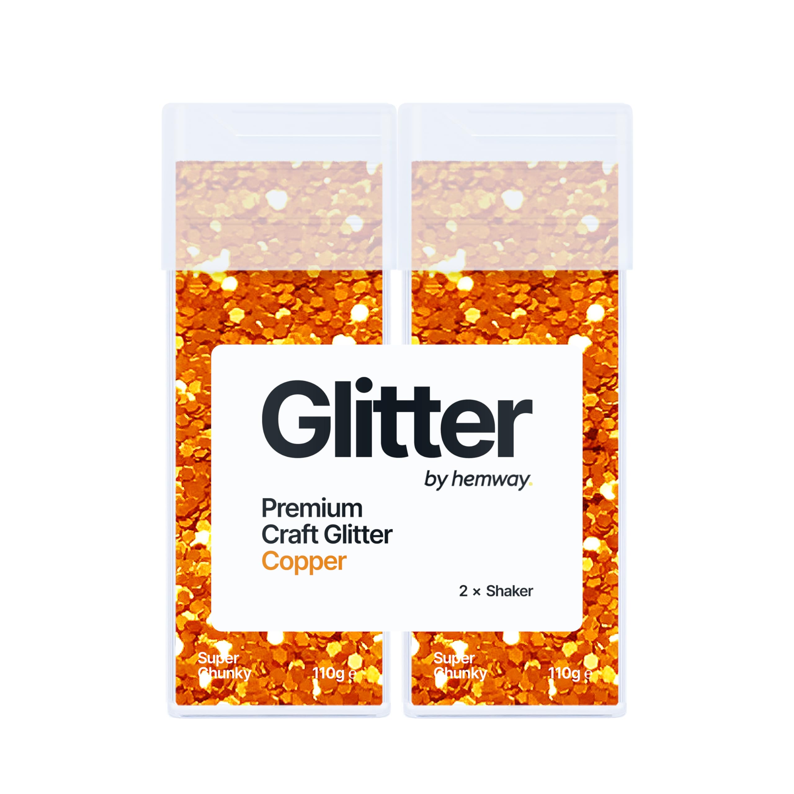 Hemway Glitter Shaker Copper 110g x2 Pack Super Chunky, Craft Glitter Shakers for Resin & Epoxy Crafts