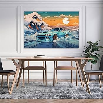 Amazon.com: R33 Great Wave Japanese Car Jdm Ocean Sunset Car