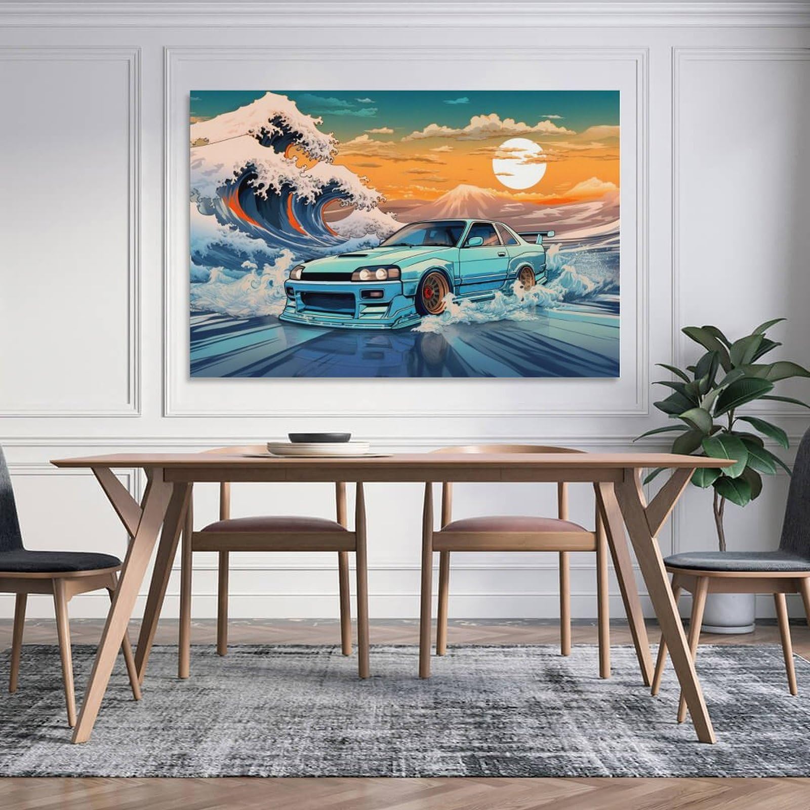 Amazon.com: QEOPGNE R33 Great Wave Japanese Car Jdm Ocean Sunset