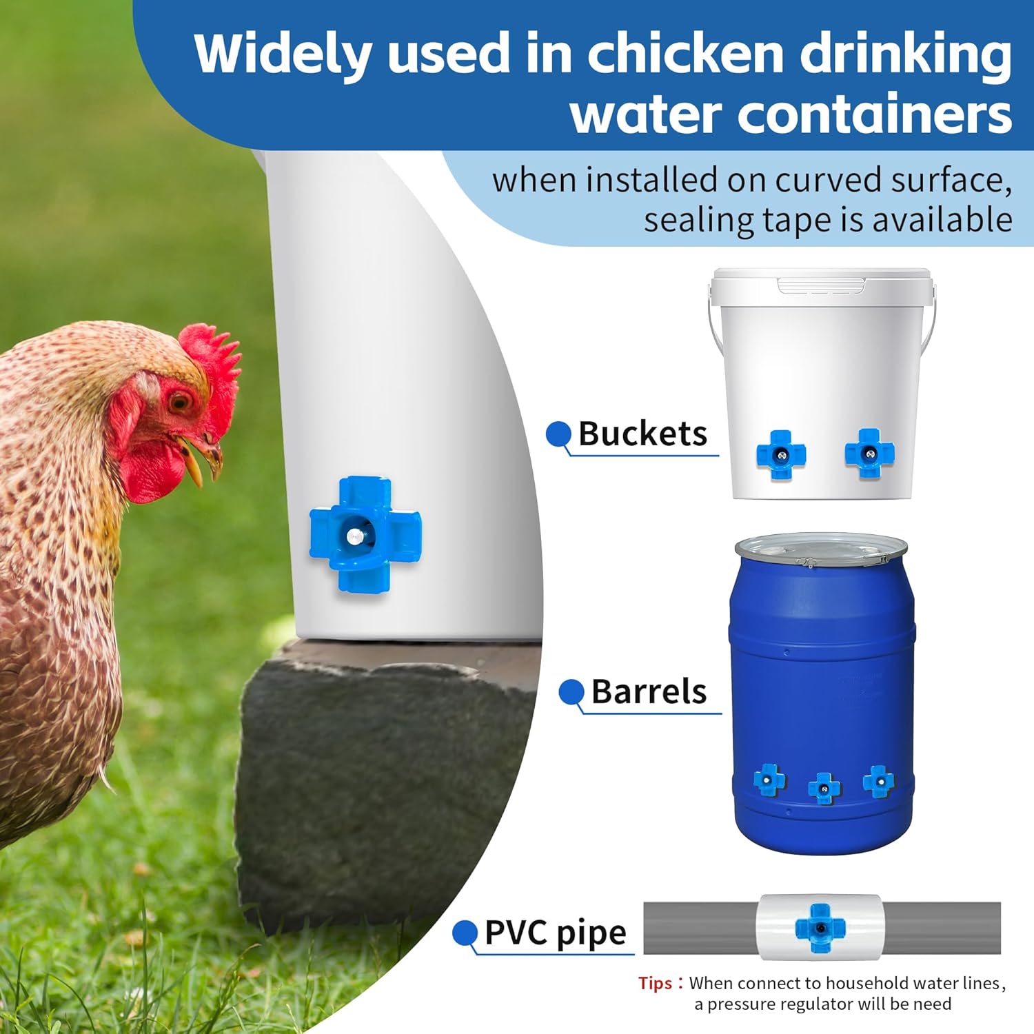 Dreyoo 12 Pcs Horizontal Chicken Waterer Nipples, Haiti