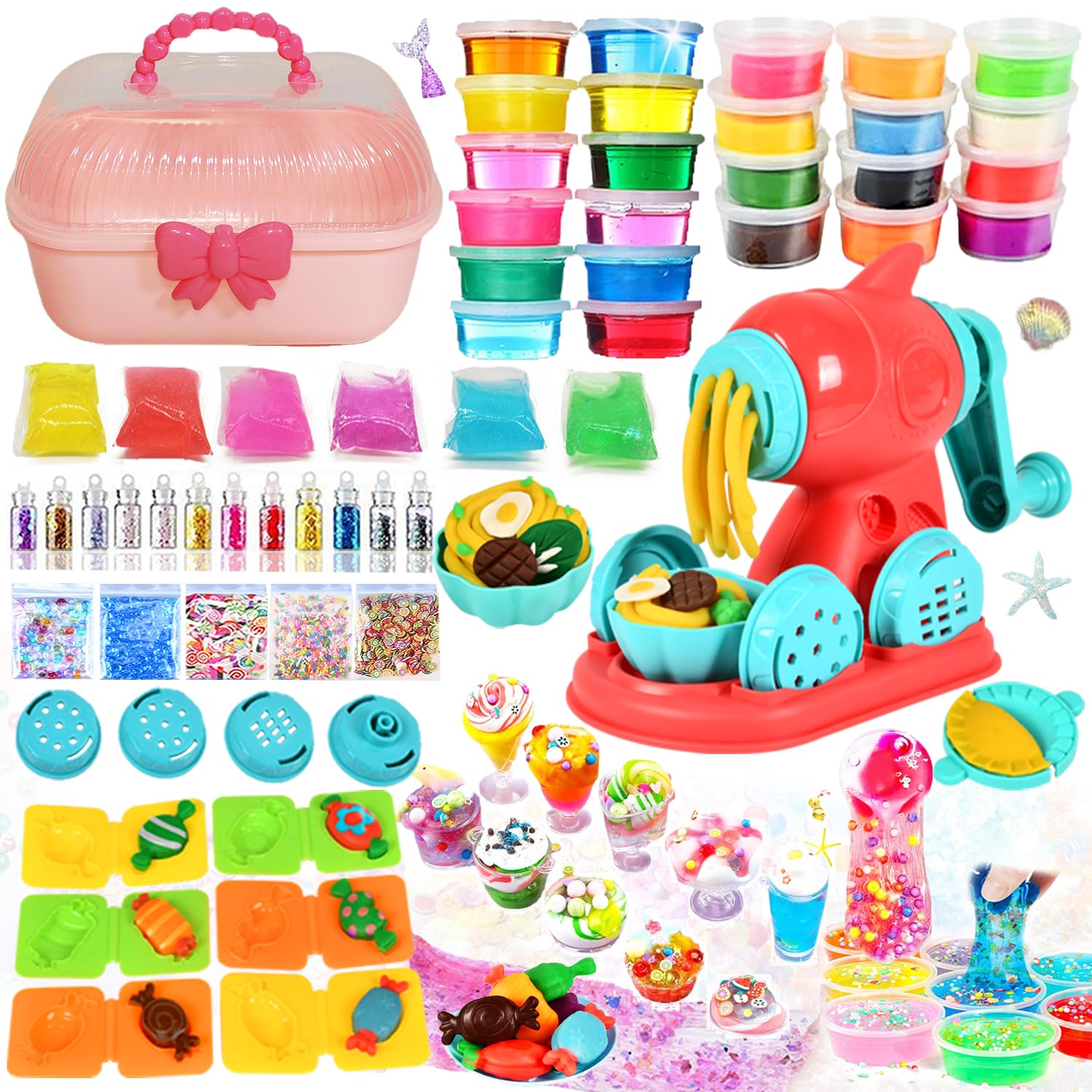 Amazon.co.jp: Heculos スライムキット 小麦粘土 30個粘土 製麺機