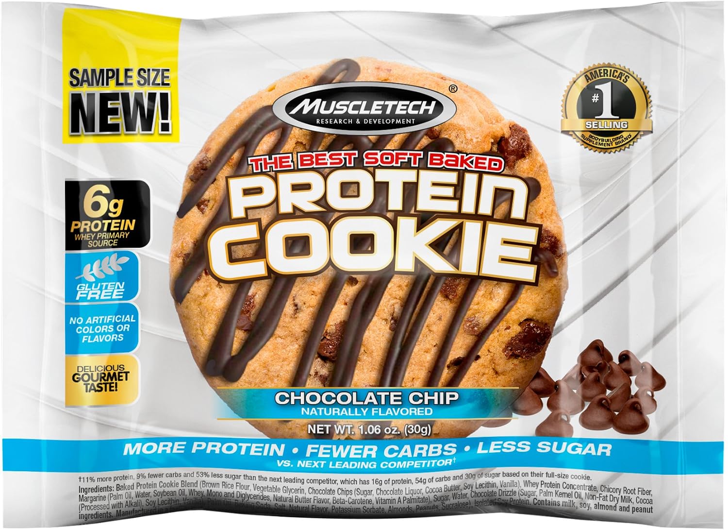 SAMPLE MuscleTech Soft Baked Whey Protein Cookie, Gluten-Free, 30 Grams