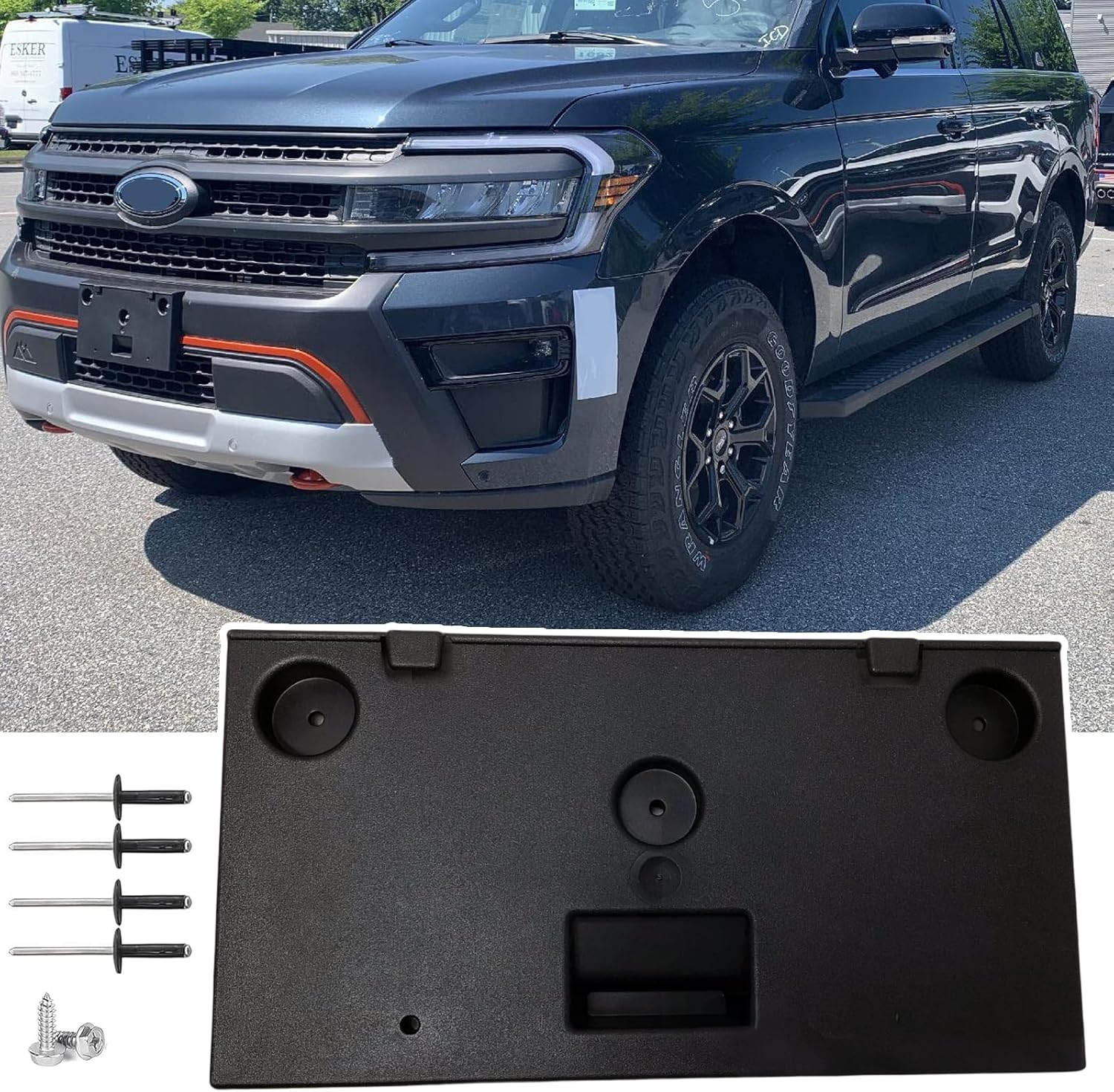 Front License Plate Frame Compatible with Ford Expedition Timberline 2022 2023 2024 Front Bumper License Plate Holder Mounting Bracket Cover Replace # NL1Z-17A385-FA Partslink # FO1068209