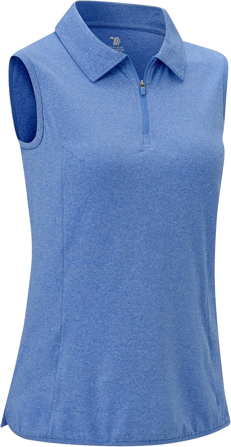 Rdruko Women's Golf Shirts Sleeveless Tank Zip Up Shirts for Ladies Quick Dry Tennis Polo Tops