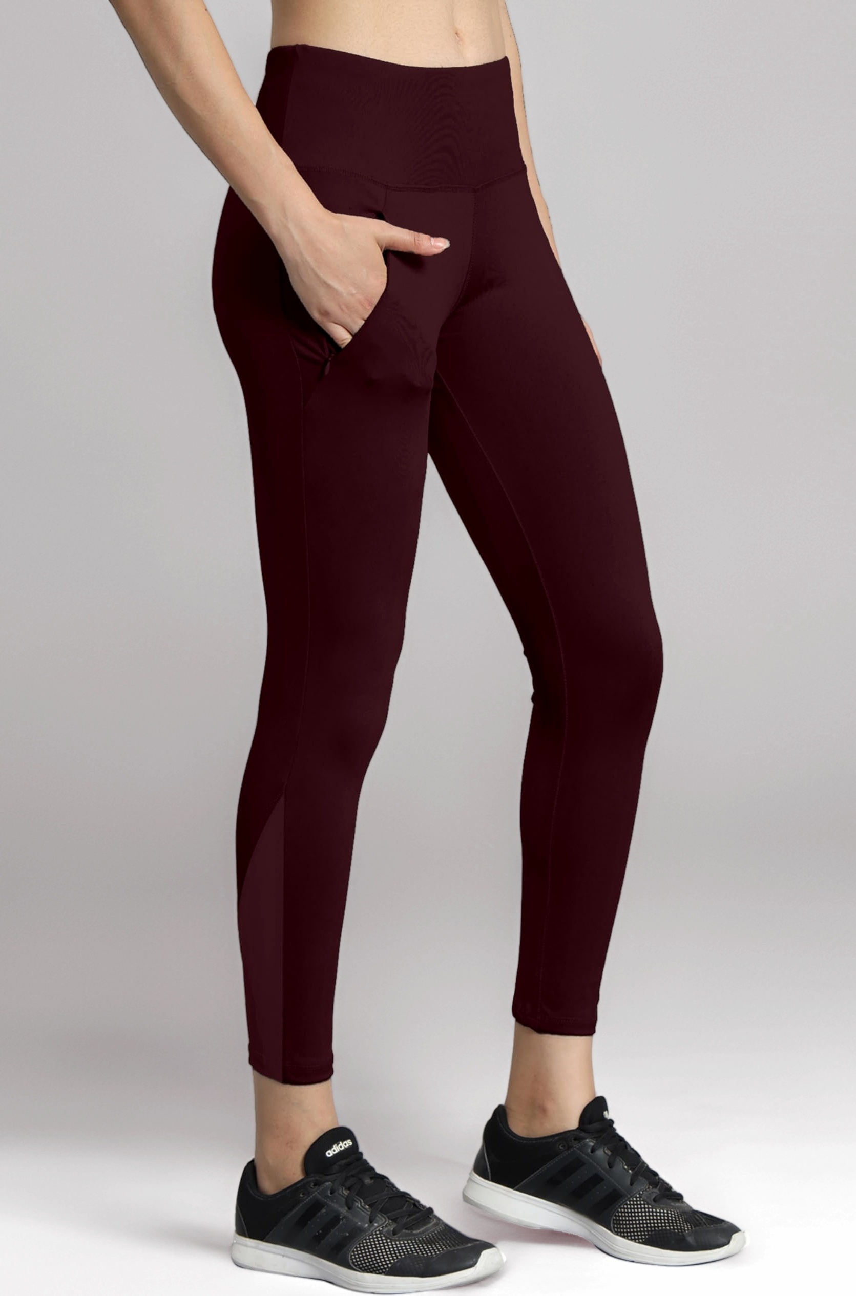 Mehrang Gym wear Mesh Legging Workout Pants with Side Pockets/Stretchable Tights/Highwaist Sports Fitness Yoga Track Pants for Women & Girls