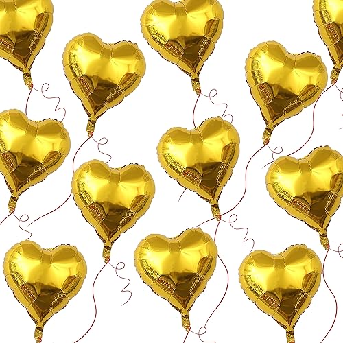Globos de Mylar de corazón dorado de 10 pulgadas 50 globos pequeños de aluminio para fiesta de cumpleaños boda baby shower día de San Valentín