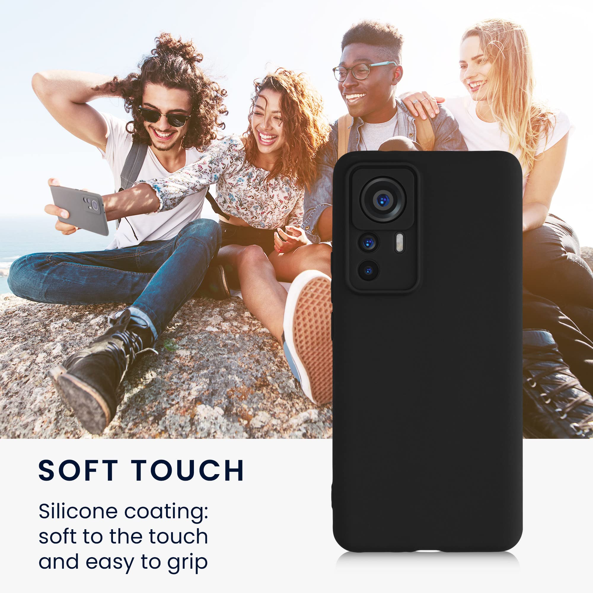 kwmobile Custodia Compatibile con Xiaomi 12T Pro Cover - Back Case per Smartphone in Silicone TPU - Protezione Gommata - nero matt
