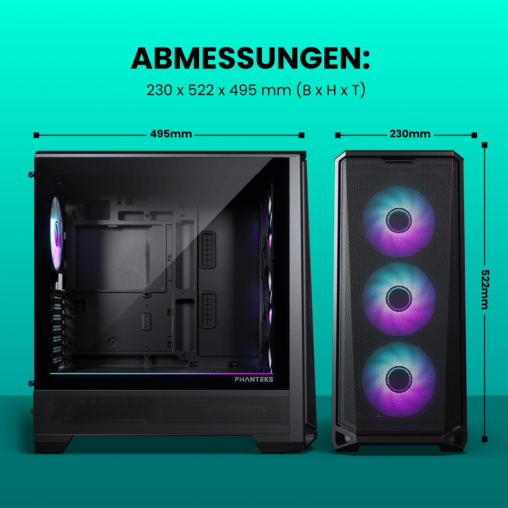 Phanteks Eclipse G400A, Case da Gaming Mid-Tower, 4 Ventole M25-140 Gen2 Incluse, Mesh ad Alto Flusso D'Aria, Finestra in Vetro Temprato, USB-C 3.2 Gen2, Nero
