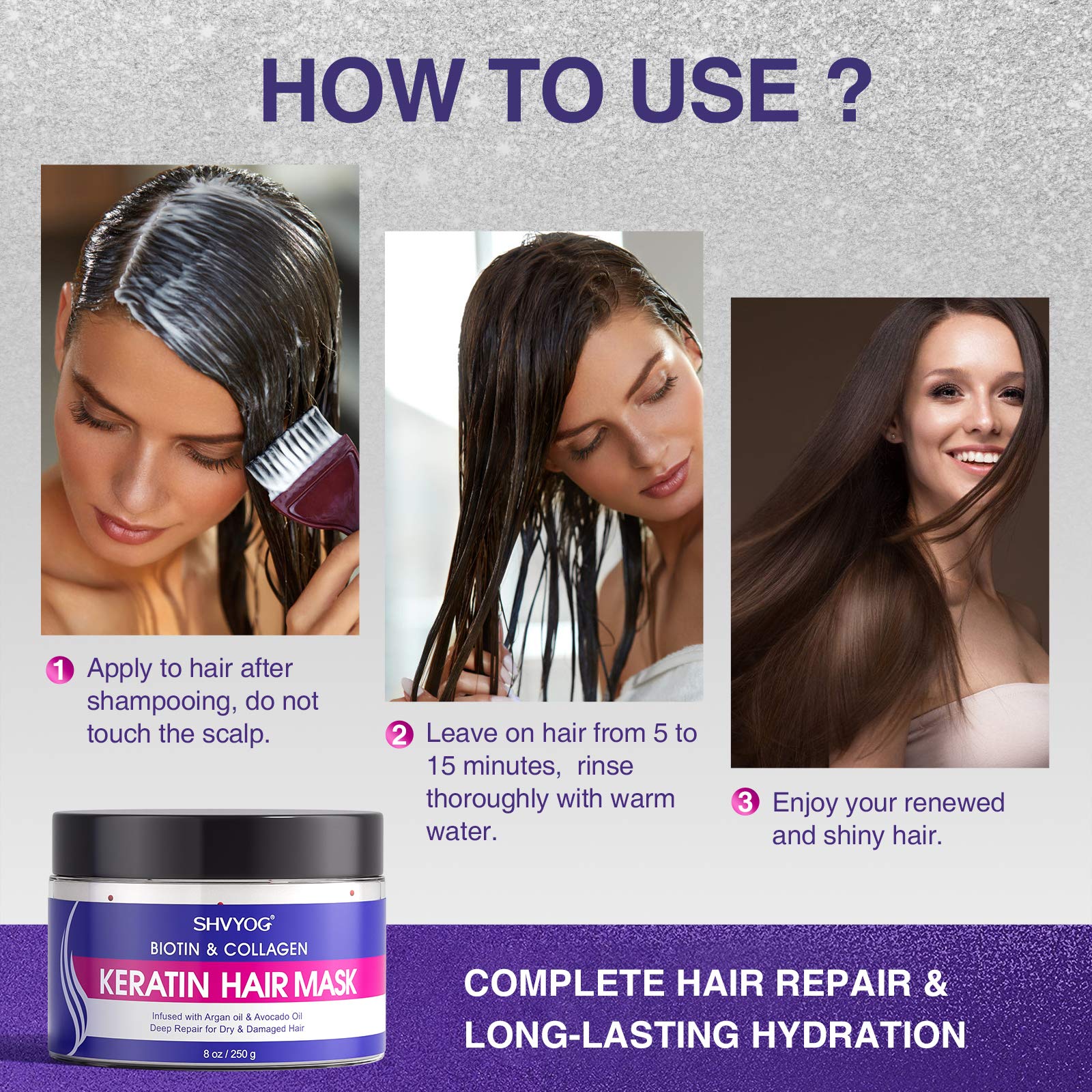 Keratin Hair Mask, SHVYOG Biotin Collagen Keratin Hair Mask for Dry