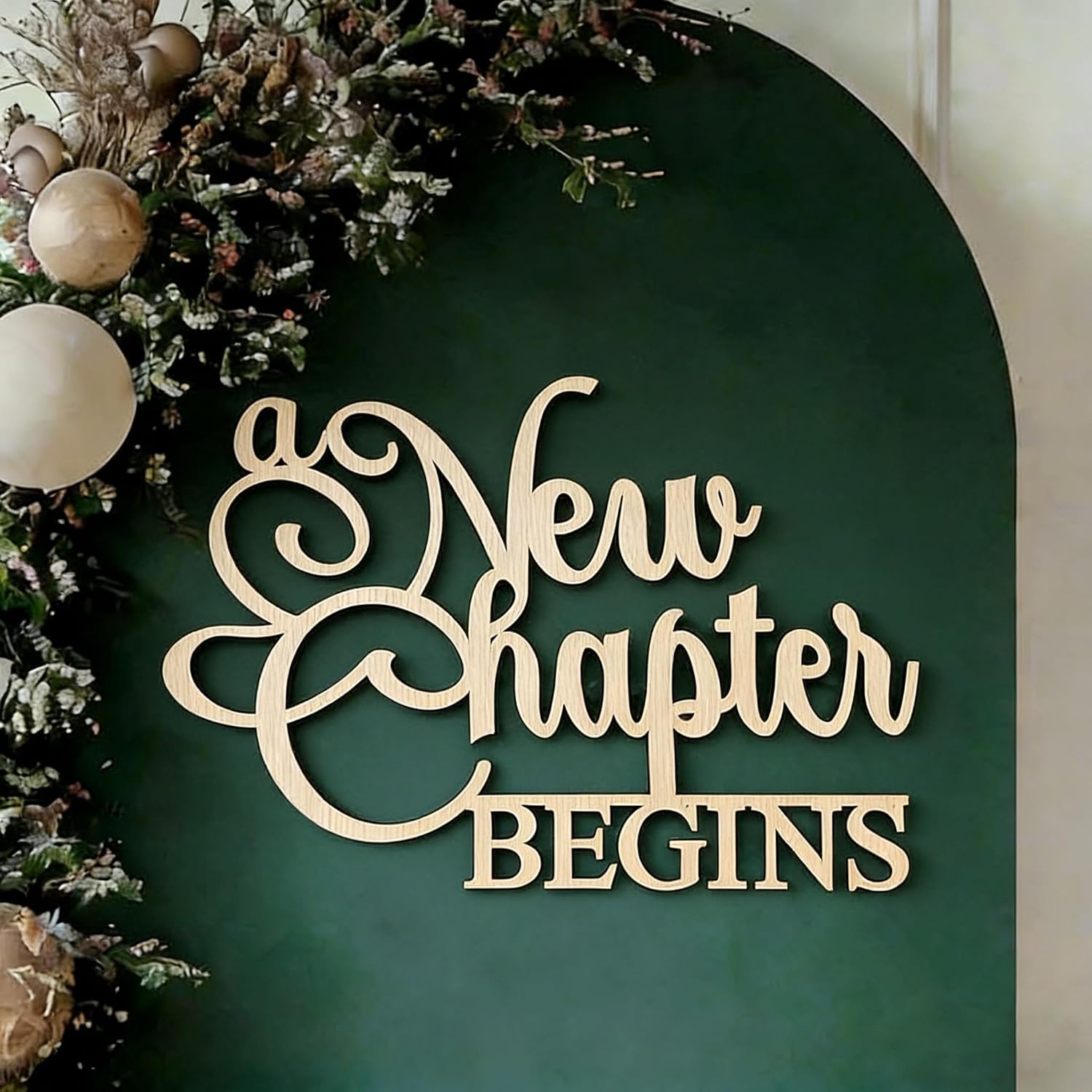 A New Chapter begins Sign for Backdrop,Wooden Gender Neutral Party Sign for Baby Shower Party Decoration,Reading Themed Party Decorations