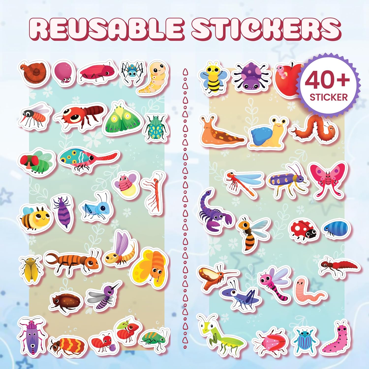 Sticker Playbook - Bug Adventures, Interactive Sticker Book for Kids Ages 3-10, 40+ Adorable Insect Stickers, Fun Learning Activities, Kids Easter Basket Stuffers, Gift for Creative Play