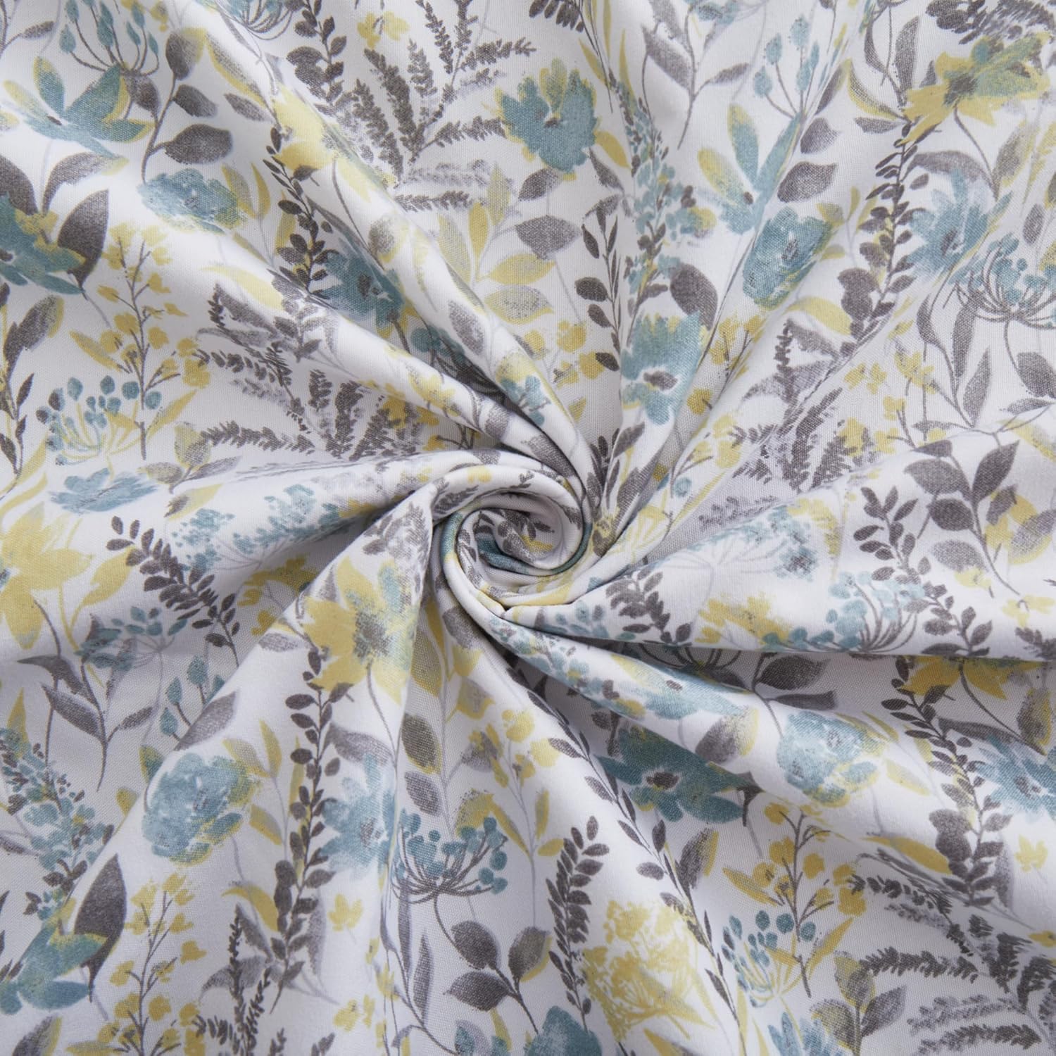 Marina Decoration Ultra Soft Silky Deep Pocket Rich Printed Bedding Rayon from Bamboo All Season 6 Pieces Sheet Set with 4 Pillowcases, Teal Yellow Floral Pattern Queen Size