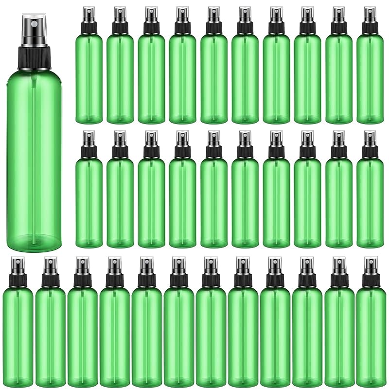Eccliy Frascos com Spray de Névoa Fina 250 mL Verde e Transparente, Pacote com 32
