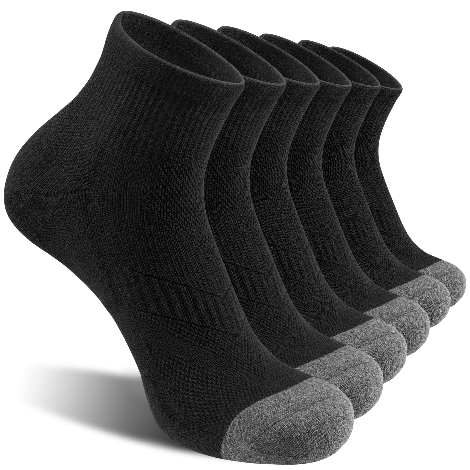 6 Pack Men's Ankle Socks Cotton Cushioned Athletic Running Socks for Women-image-37