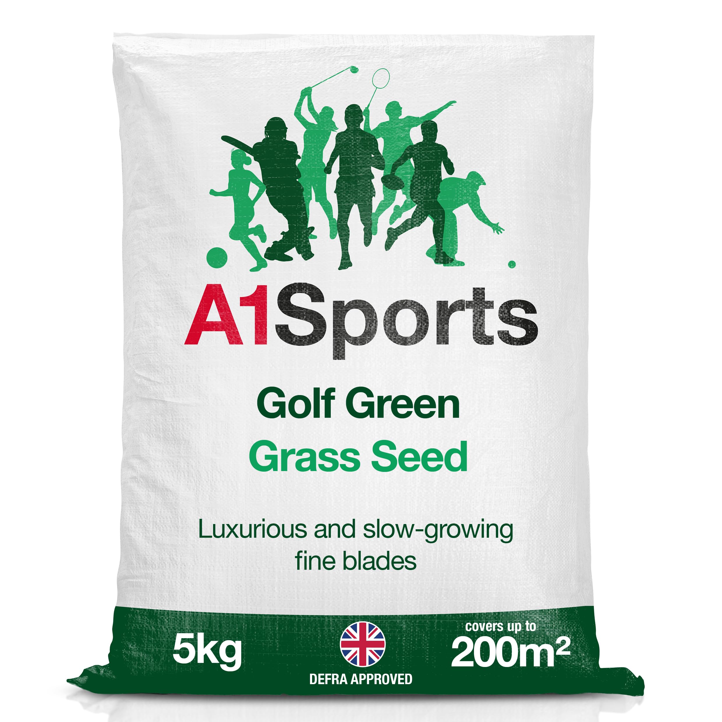 A1 Lawn, Golf Green Grass Seed - Professional Fine-Bladed Turf, Slow-Growing, DEFRA Certified, 5kg