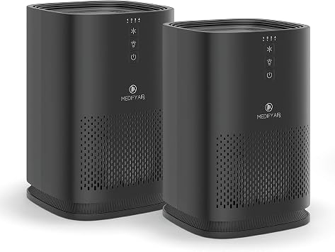 Medify MA-14 Air Purifier with True HEPA H13 Filter | 143 m2 Coverage in 1hr for Allergens, Smoke, Wildfires, Dust, Odors, Pollen, Pet Dander | Quiet 99.9% Removal to 0.1 Microns | Black, 2-Pack