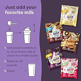 FlavCity Grass Fed Whey Protein Powder - Variety Pack - 25g Protein & 10g Collagen - 5 Single Serve Packets - Made with Organic Reishi & Cordyceps - Gluten Free & No Added Sugars