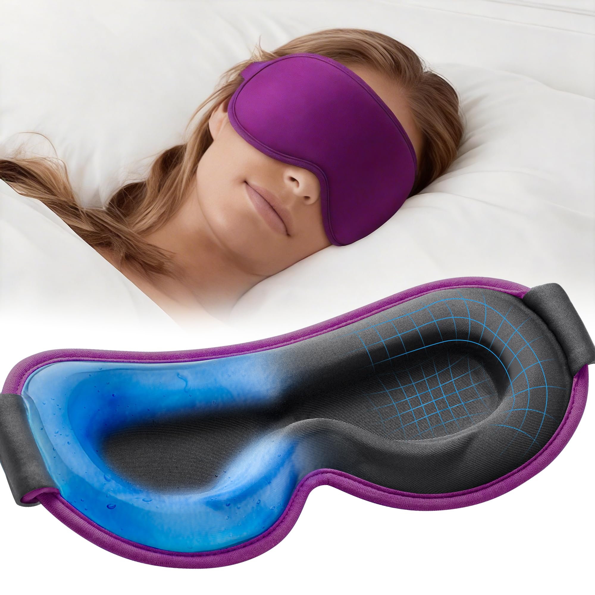 Weighted Cooling Sleep Mask, 6oz 3D Blackout Eye Mask
