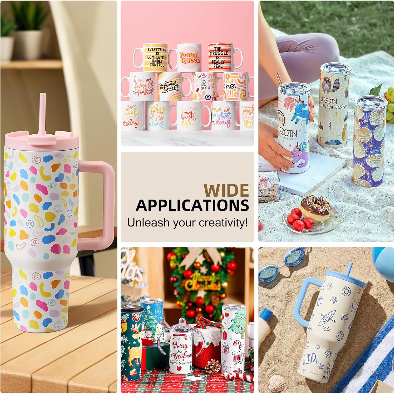 ColorSub 3 in 1 40 OZ Tumbler Heat Press Machine 110 V 20 OZ Mug Press Sublimation Machine for Sublimation 40 OZ Tumbler with Handle Straight Tumblers Bottles Mugs Glass Cup Printing White
