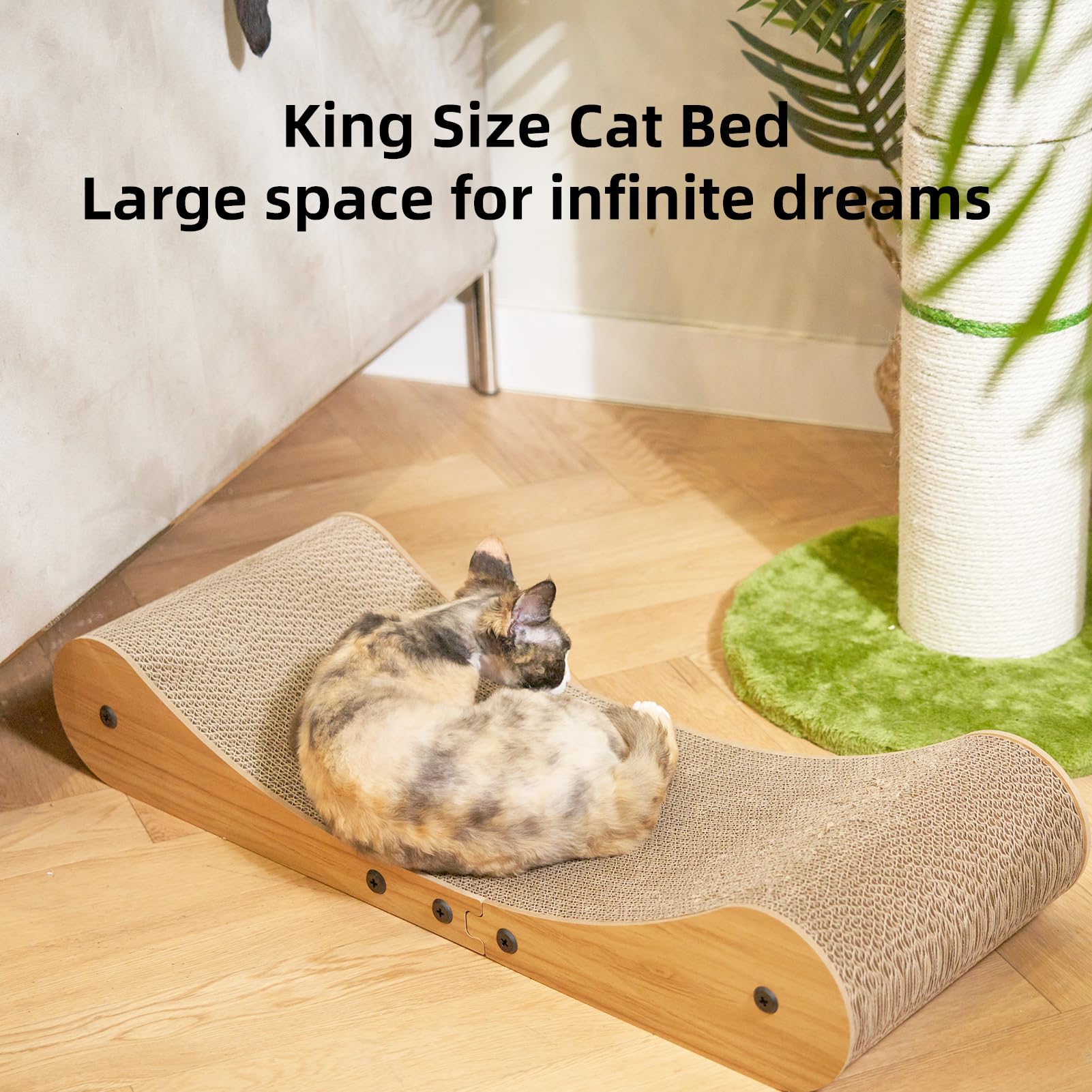 Nekosan Cat Scratcher Cardboard Bed, 27.5" Extra Large Cat Scratch Sofa Bed, Cat Scratcher Lounge Bed for Indoor Cats, 27.5 x 10 Inches Cat Couch Bed - Scratching Board - image 4