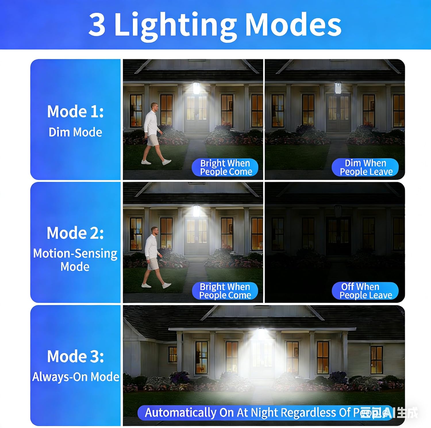 Clip On Solar Lights Outdoor, 70 LED 800LM Motion Sensor Lights, 3 Color Temperature, USB Charging & Remote Control, IP65 Waterproof Solar Light for Fence Deck Railing Garden (2)