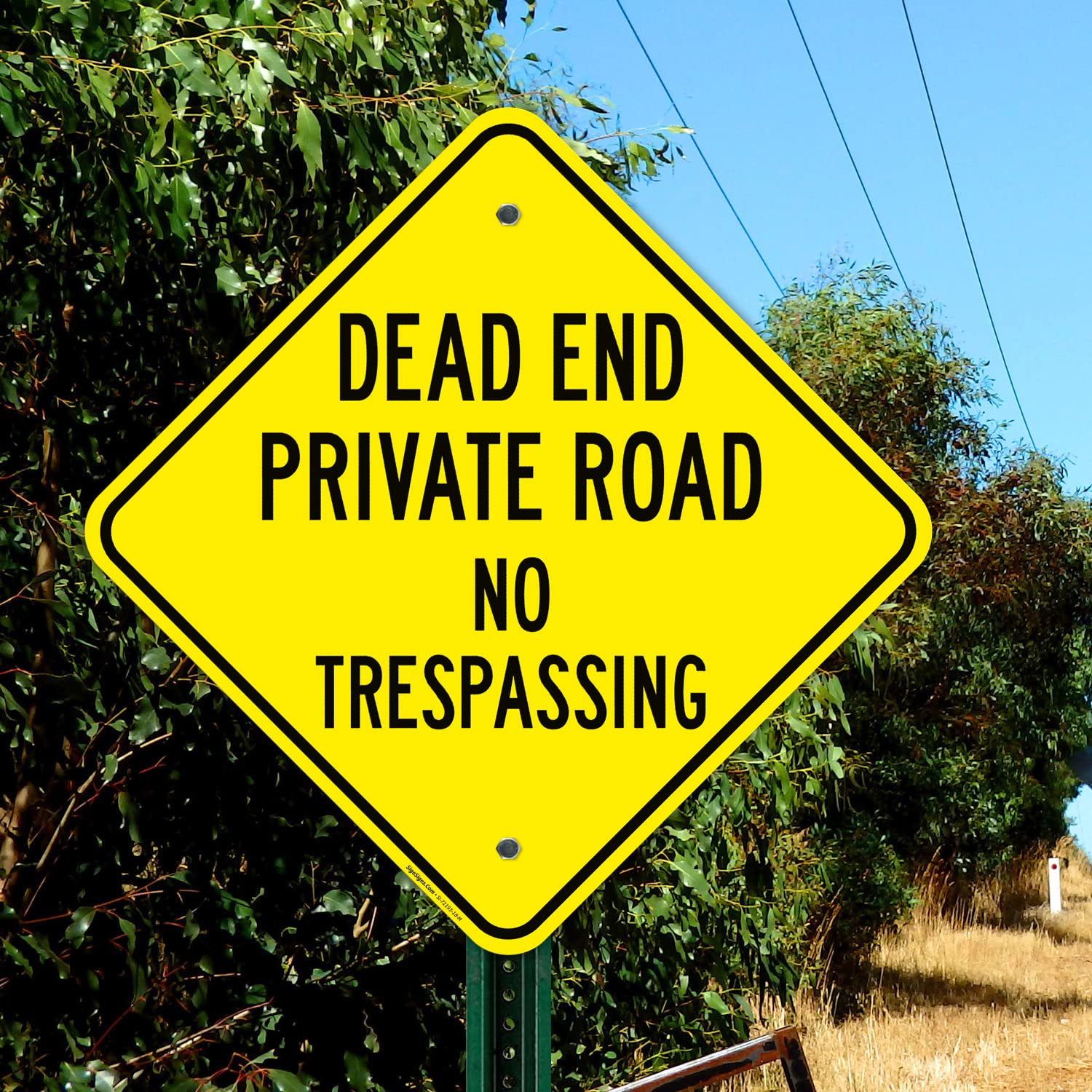 Dead End Private Road No Trespassing Sign, 18x18 Inches, Rust Free .063 Aluminum, Fade Resistant, Made in USA