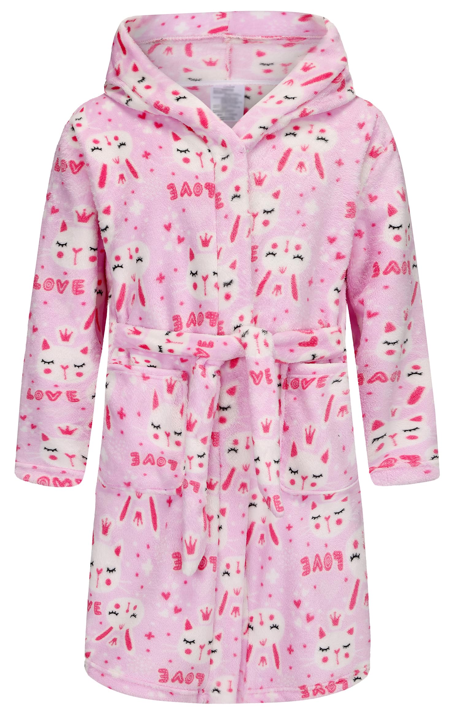 Kids Hooded Bathrobe Girls Soft Plush Hooded Flannel Pajamas Sleepwear Boys Spa Robe