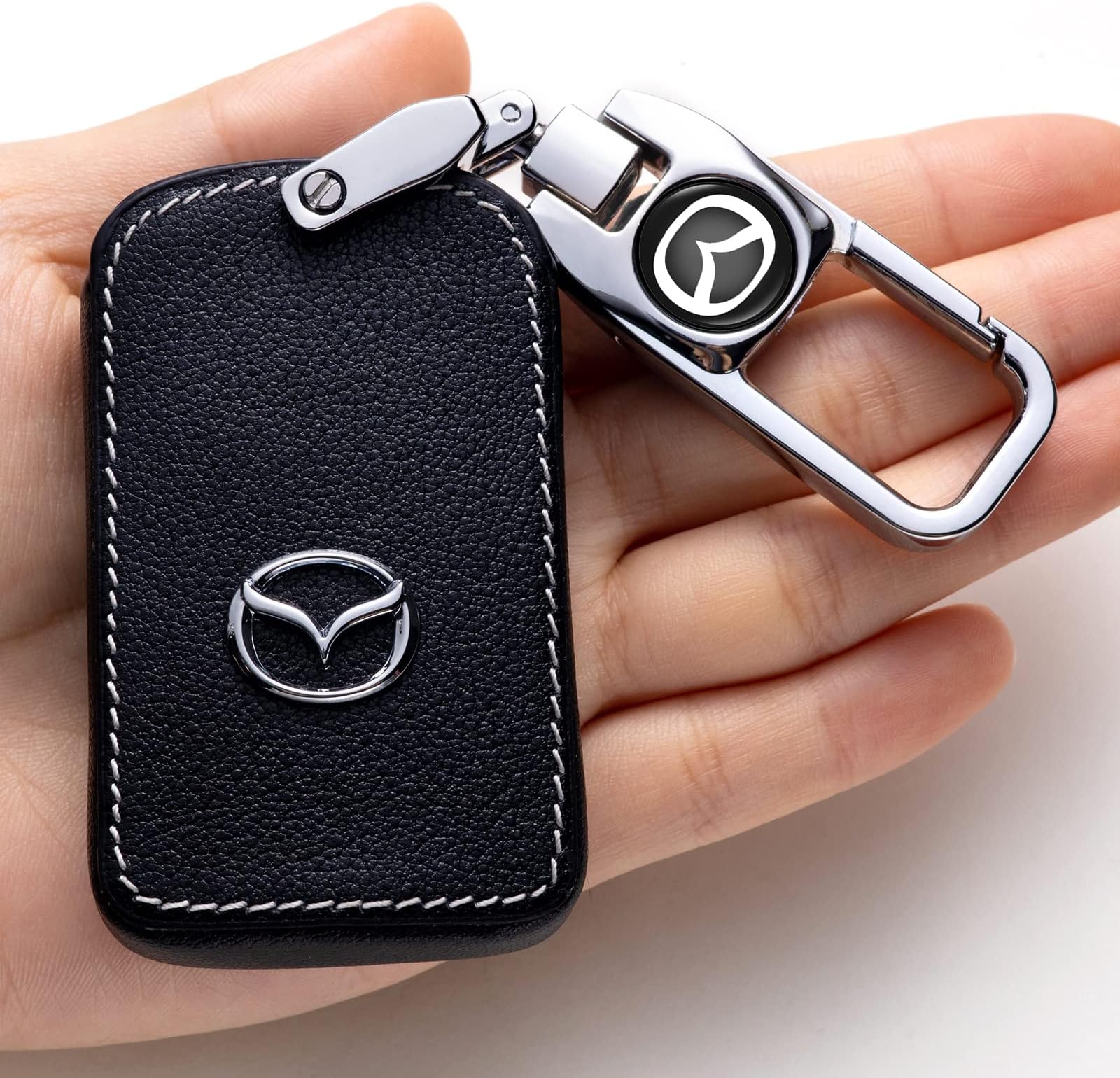 PREETH Car Key Cover Fit for Mazda,Key Fob Case Compatible with 4 Buttons 2019-2023 Mazda 3 6 CX-30 CX-5 CX-9 CX-50 Smart Key Holder Accessories for Man and Women