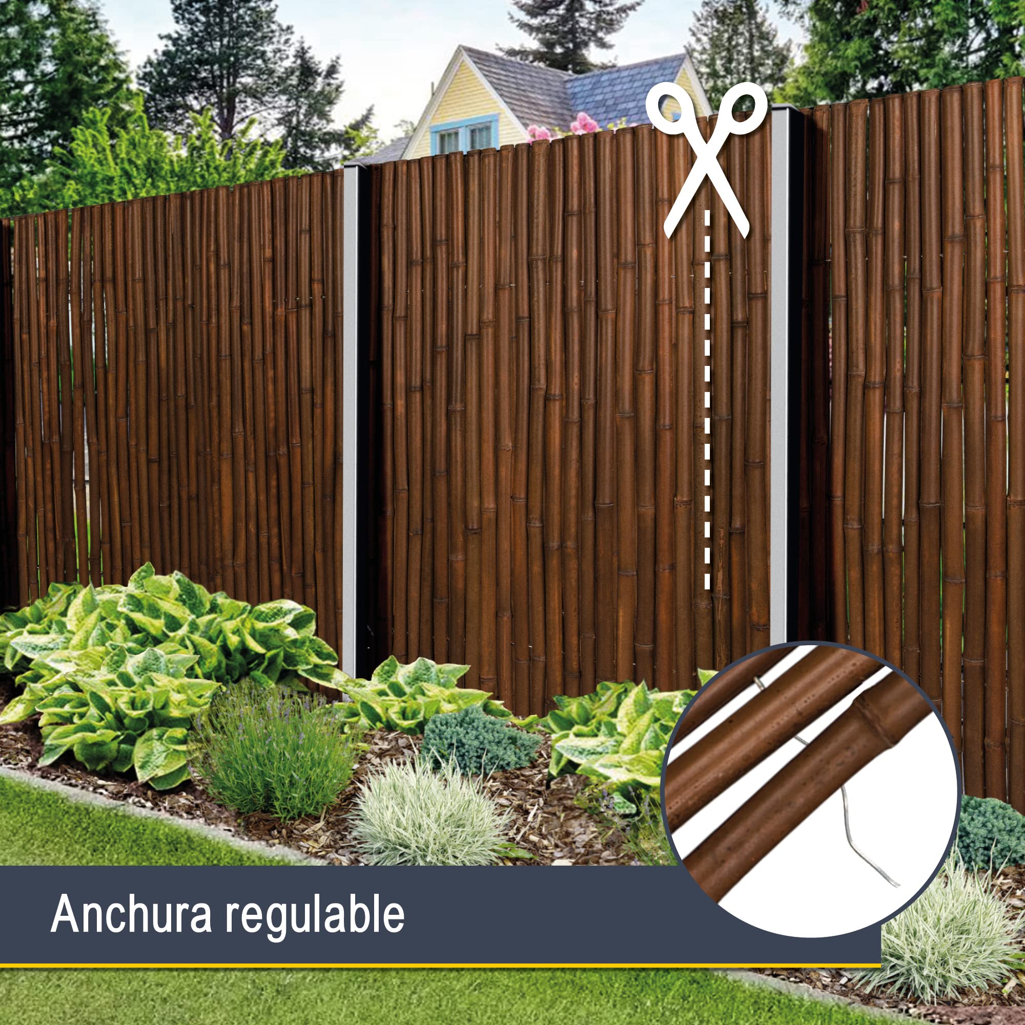 Sol Royal Valla de Bambú Premium 120x250cm B23 Marrón Oscuro - cañas de bambú endurecido Ø 2-3cm, Valla de bambú Resistente a la Intemperie para Interiores y Exteriores