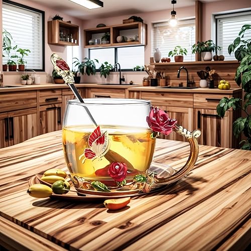 Miniatura 9 de Taza de café de cerámica, taza de té de porcelana fina, taza de té con cuchara, tazas de té para mujeres adecuadas para hacer té, bebidas frías