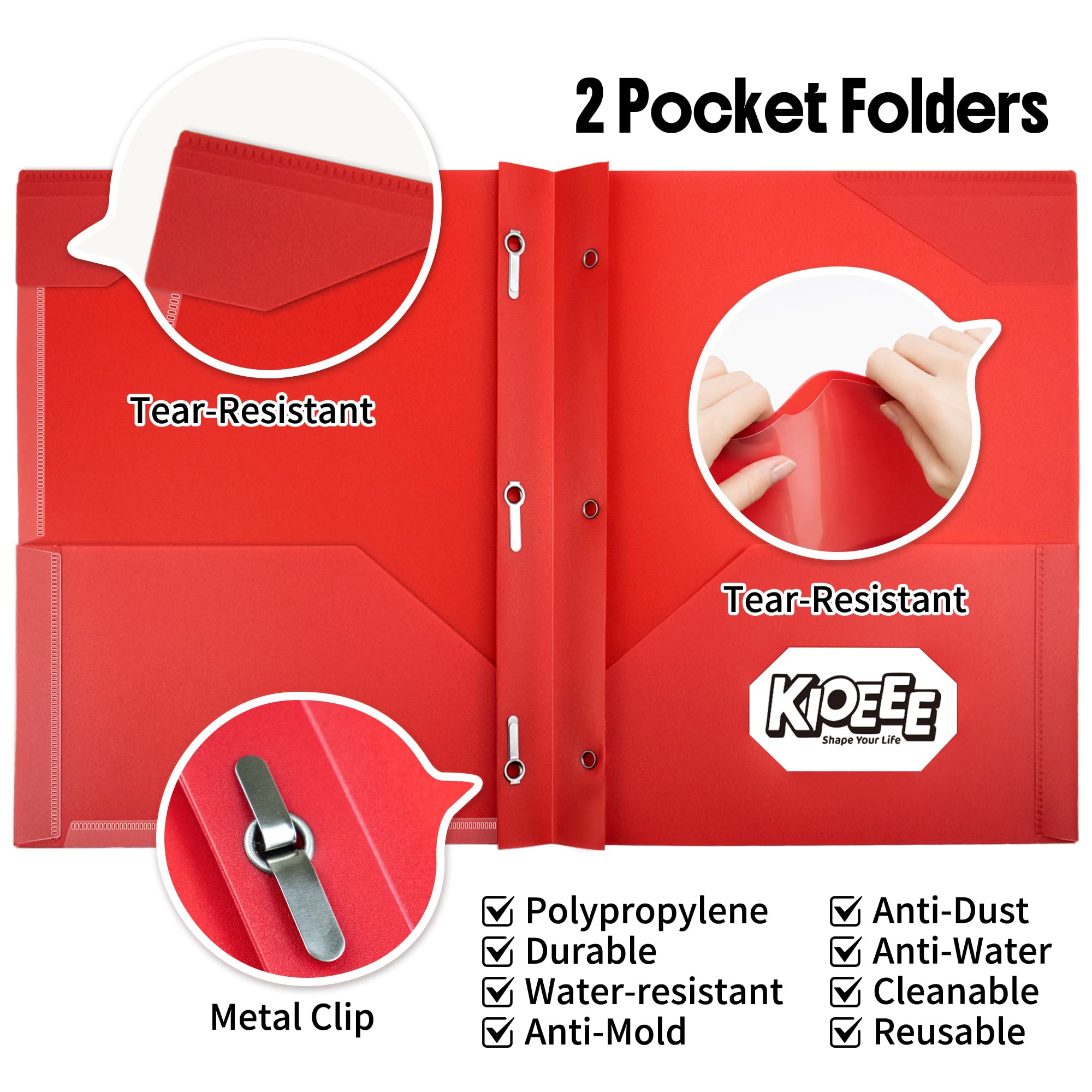 Carpetas transparentes con bolsillos frontales con puntas, carpetas de plástico resistente, paquete de 6, carpetas de plástico para archivos de papel tamaño carta con ranura para tarjetas de visita