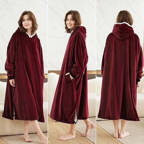 Vista 159 de LetsFunny Manta con capucha, manta de forro polar Sherpa de gran tamaño, súper suave, cálida y acogedora con bolsillo gigante, para mujeres, Aguacate