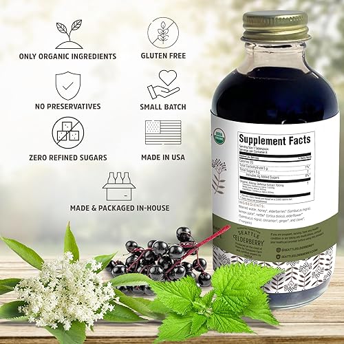 Miniatura 9 de Seattle Elderberry Kit de bricolaje de apoyo estacional haz un delicioso jarabe de suplemento de hierbas sin gluten con potentes beneficios para la