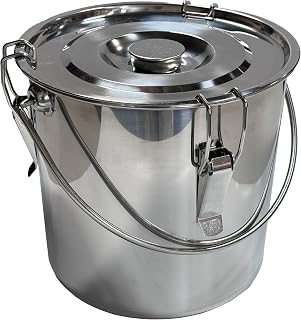 The Bincho Grill Charcoal Saver – Extinguishing Bucket (Keshizumi) for Hot Charcoal and Ash Collection, Heavy Duty Stainless Steel with Lockable Lid, 3 Gallon Capacity
