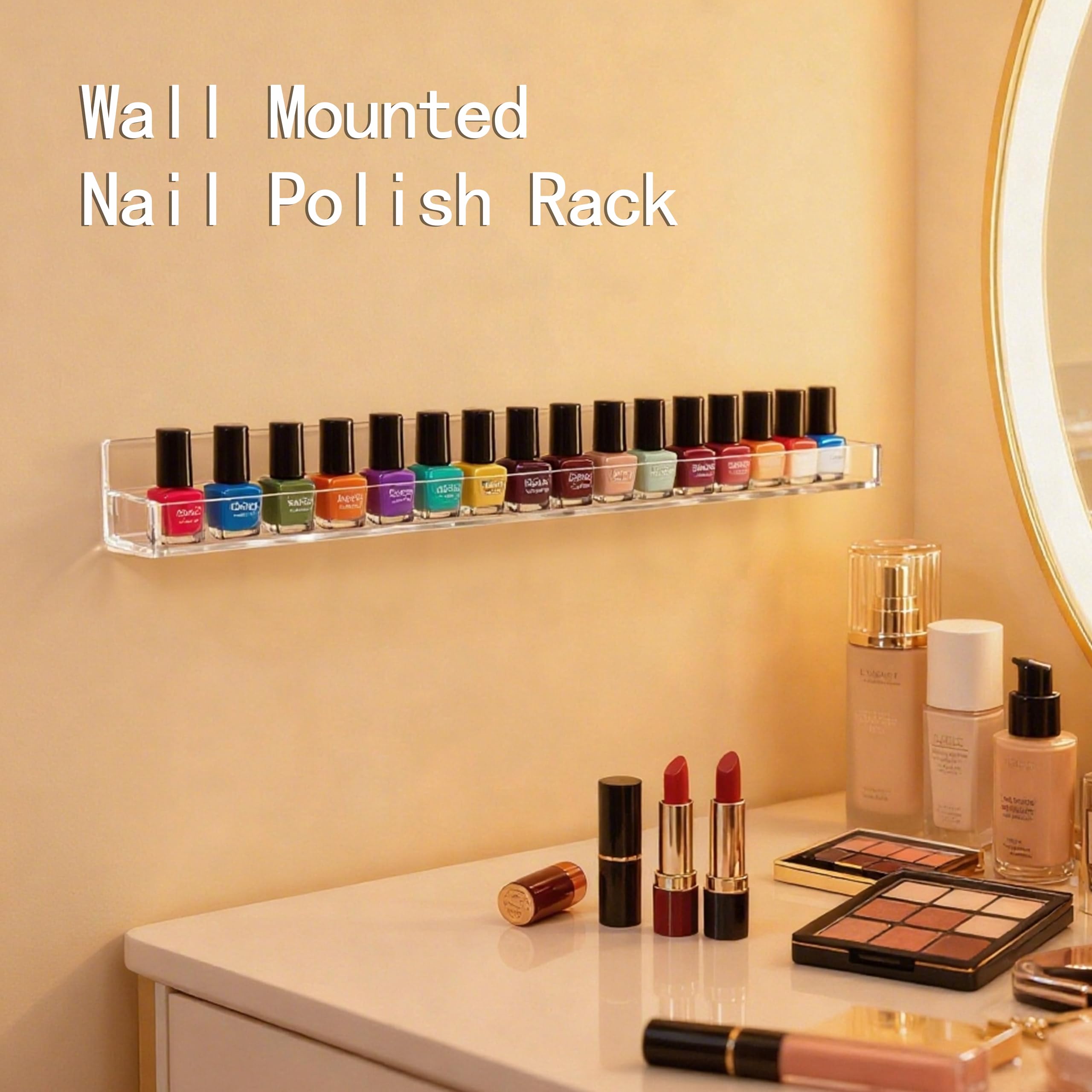 Snapklik.com : 4 Pack Clear Nail Polish Rack Wall Mounted,15 Inch ...