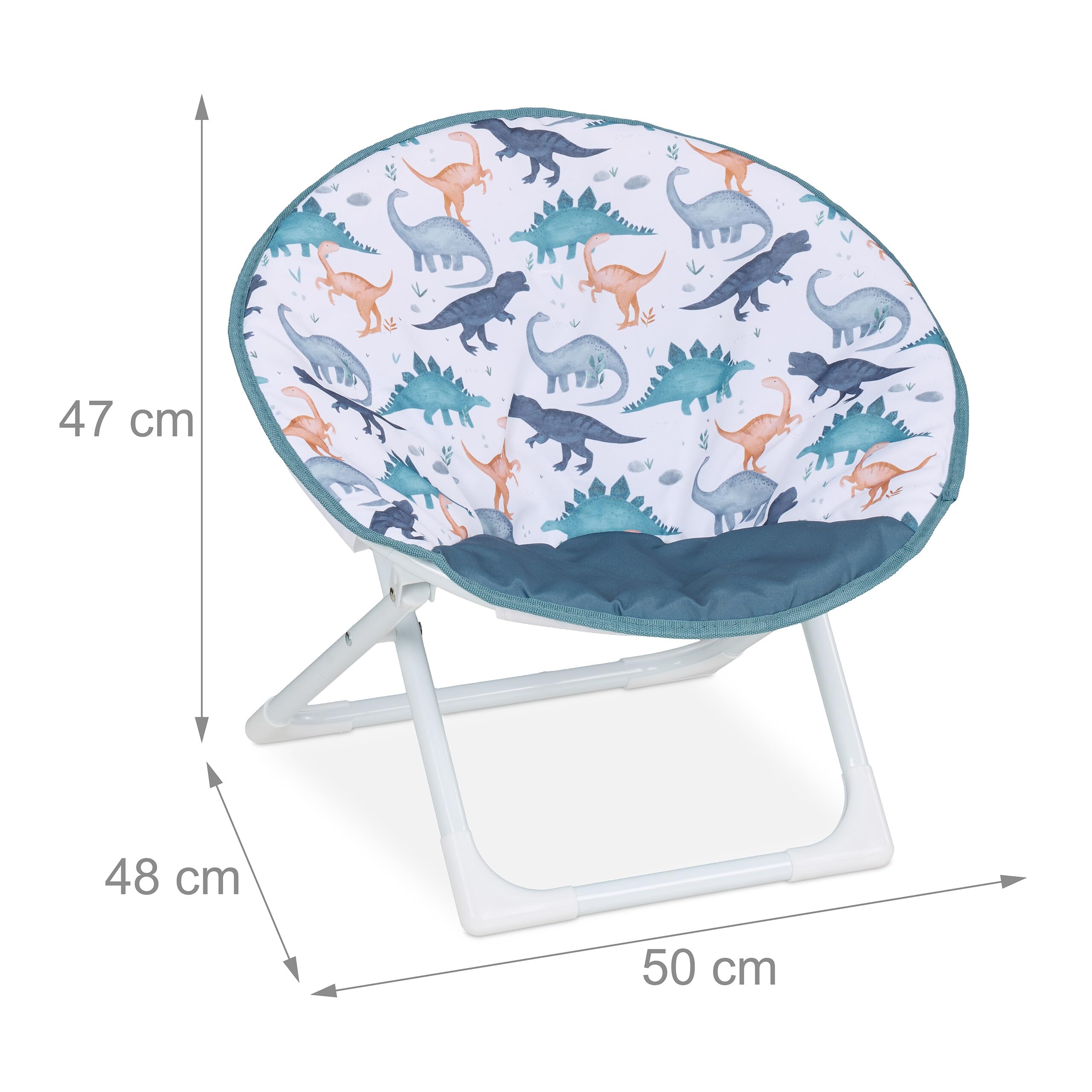 Relaxdays Silla Infantil Plegable, Dinosaurio, 47x50x48 cm, Asiento Niños Exterior/Interior, Sillón Peques, Multicolor