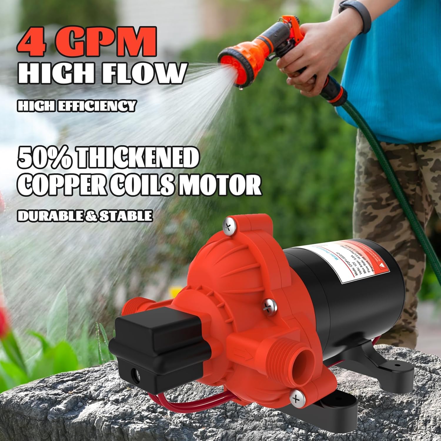 33 Series DC RV/Camper/Boat/Off-Grid Fresh Water Pressure Pump, 12V Water Diaphragm Self Priming Pump 4.0GPM 50PSI Marine 12 Volt Dc Demand Fresh