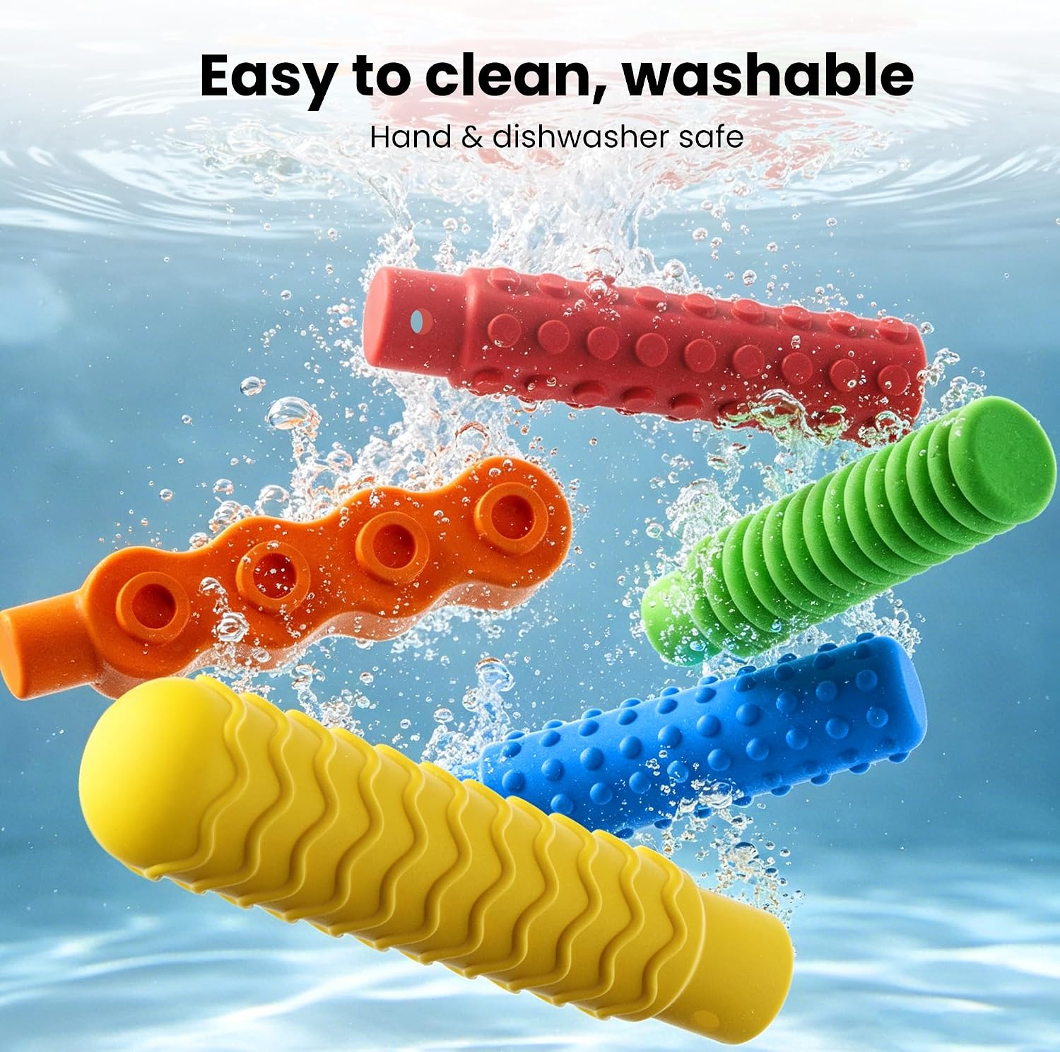5 Pack Sensory Chew Necklace for Kids with Autism, ADHD, SPD, Biting Anxiety,Special Needs, Food Grade Silicone Teething Oral Motor Chewelry for Boys,Girls & Adults,Reduce Chewing & Fidgeting