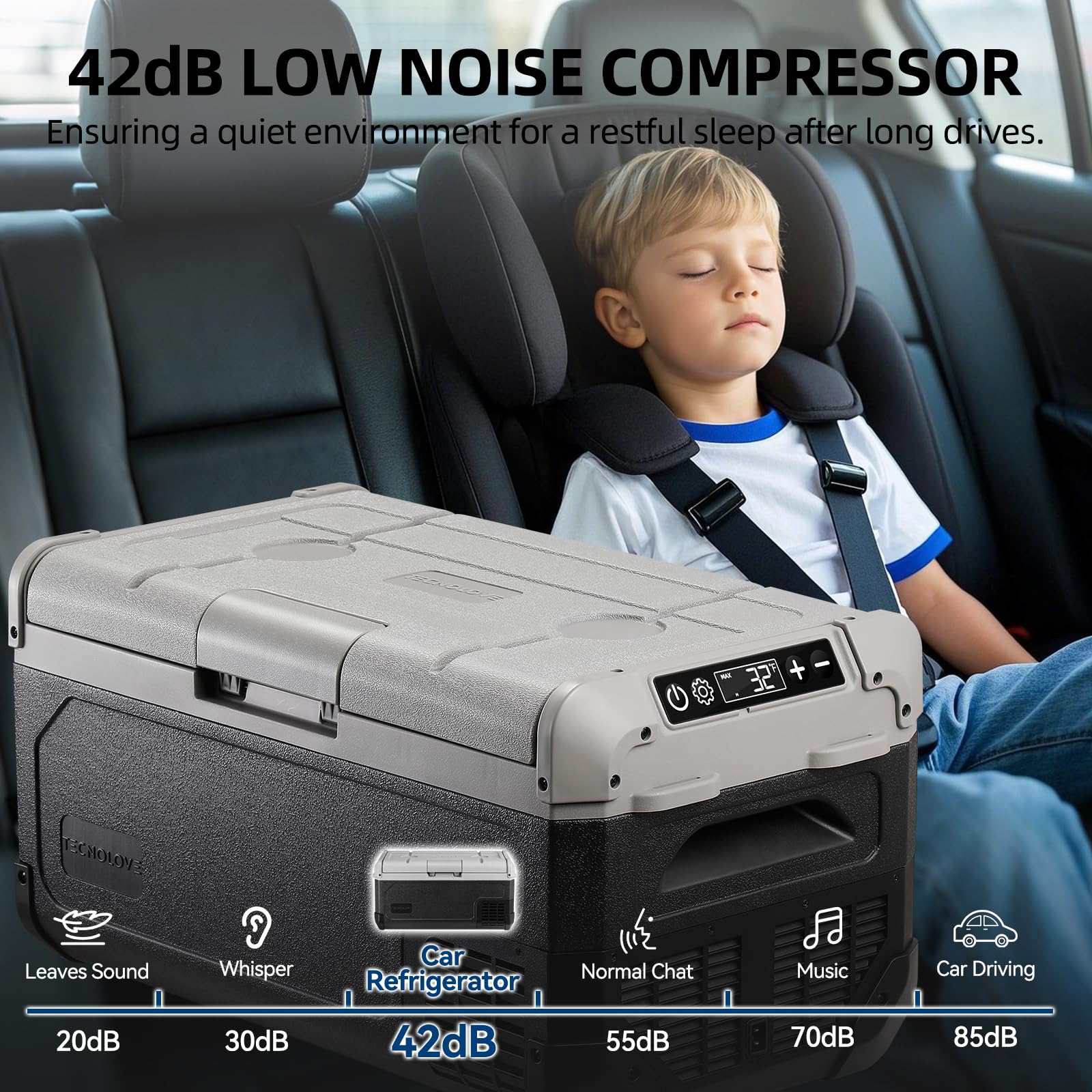 12V Car Refrigerator 21QT Portable Fridge Freezer with Blow Expansion Evaporator -4 68 12 24V DC 120-240V AC — view 3