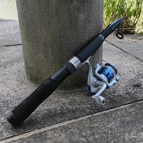 Miniatura 8 de Juego de caña de pescar, paquete de 2 cañas de pescar con caña de pescar telescópica, carretes giratorios, señuelos de pesca, alicates de pesca y