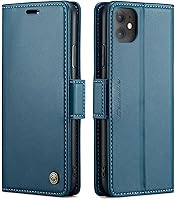 Vista 43 de QLTYPRI Funda tipo cartera para iPhone 11, de piel sintética de alta calidad, con cierre magnético, con bloqueo RFID, ranuras para tarjetas