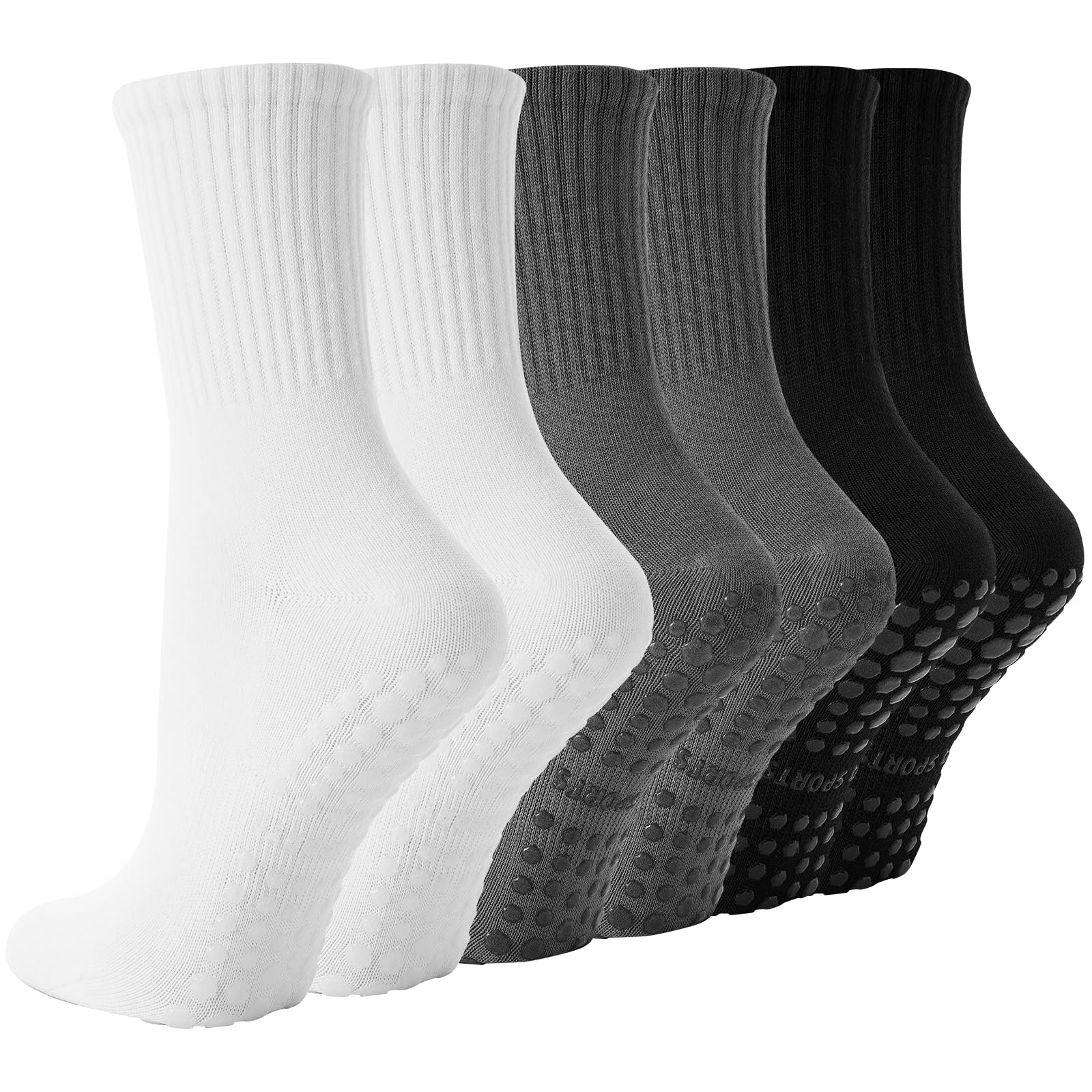 BISOUSOX Pilates Socken Damen 3 Paare Baumwolle Yoga Antirutsch Socken Pilates Größe 36-40 Rutschsocken Stoppersocken Damen für Yoga Fitness Geschenke für Frauen Mama Schwangere Krankenhaus