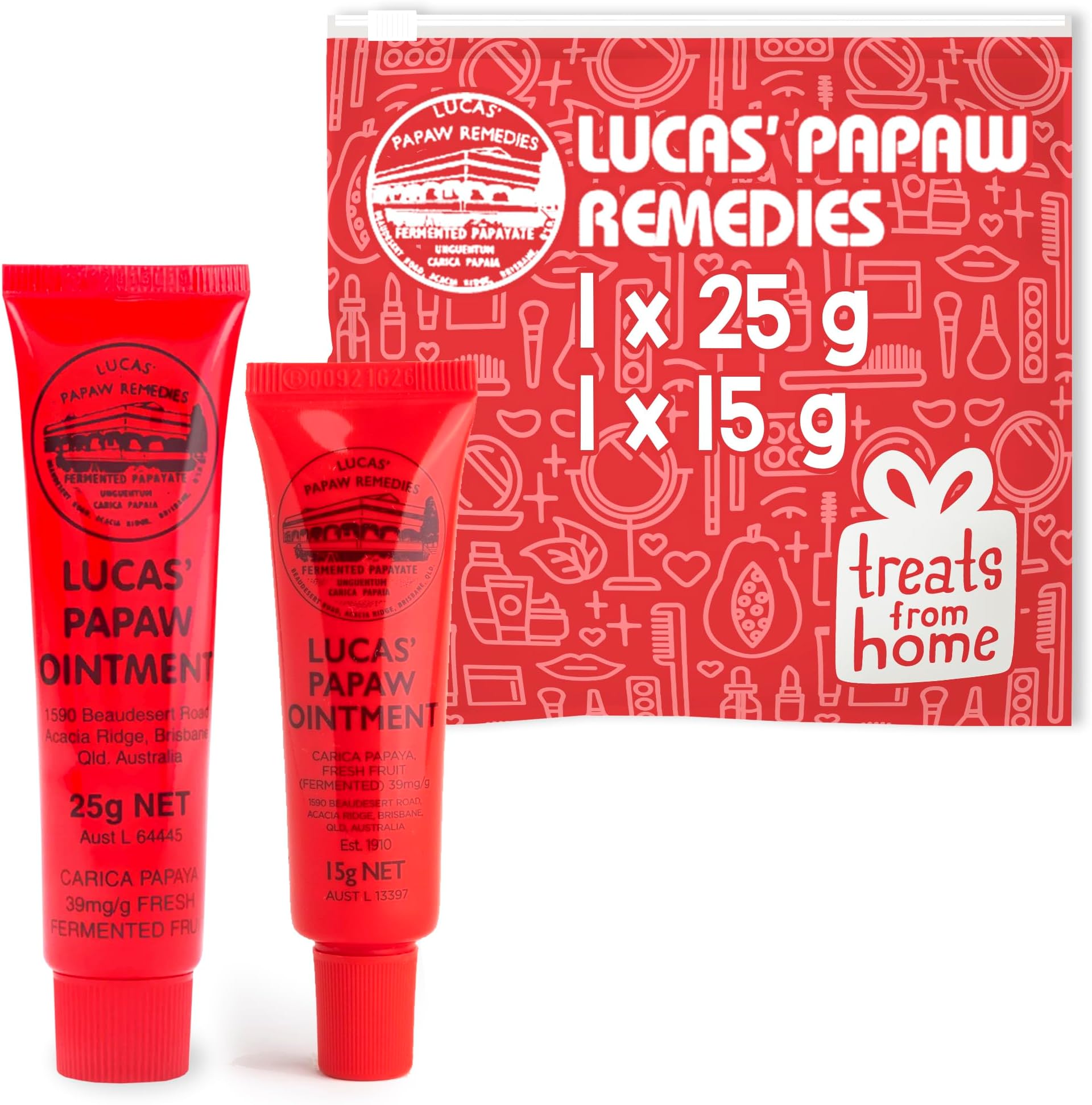 Lucas Pawpaw Lip Ointment, Lucas Pawpaw Cream, Lucas Pawpaw Ointment for Lips & Dry Skin (15g + 25g)