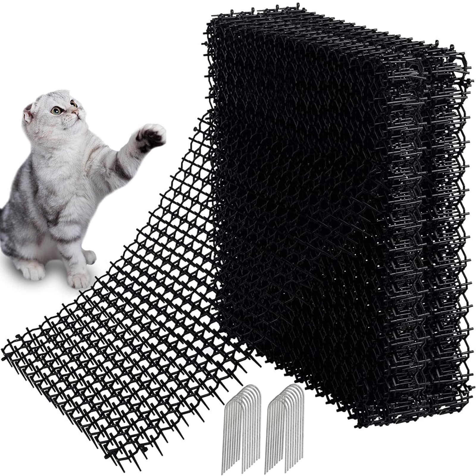 GKYZBB Cat Deterrent Mat, 10 Pieces Set, 16.5 x 13 Inch Cat Deterrent Pad, Dog and Cat Spike Mat, Scratch-Resistant Mat for Garden, Scratch-Resistant Mat with