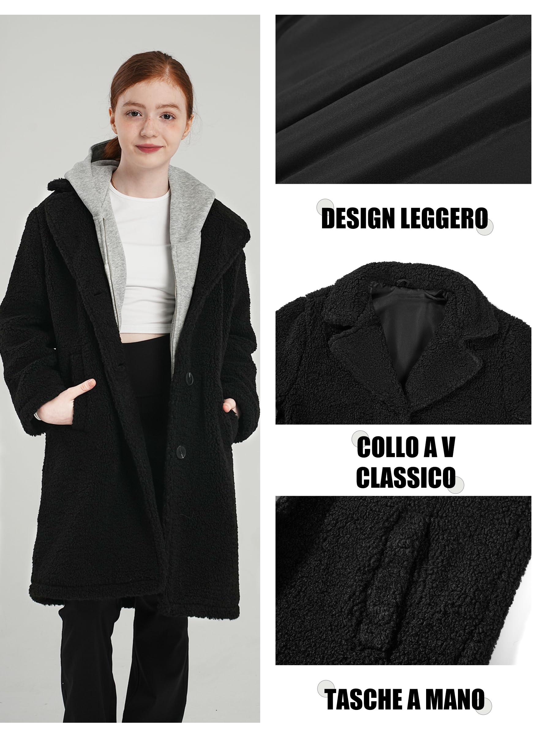 maoo garden Ragazze Grandi Sherpa Felpa Cappotto Abito Autunno Inverno Leggero Giubba Lungo Stile Giacca Trench