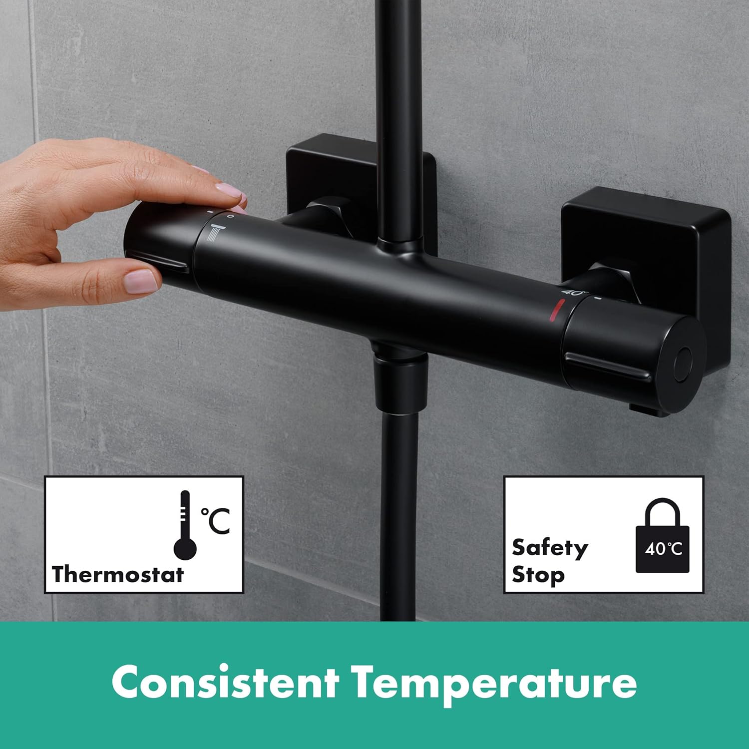 Hansgrohe Vernis Shape Shower System 240 1 Spray with Thermostat, Matt Black, 26427670