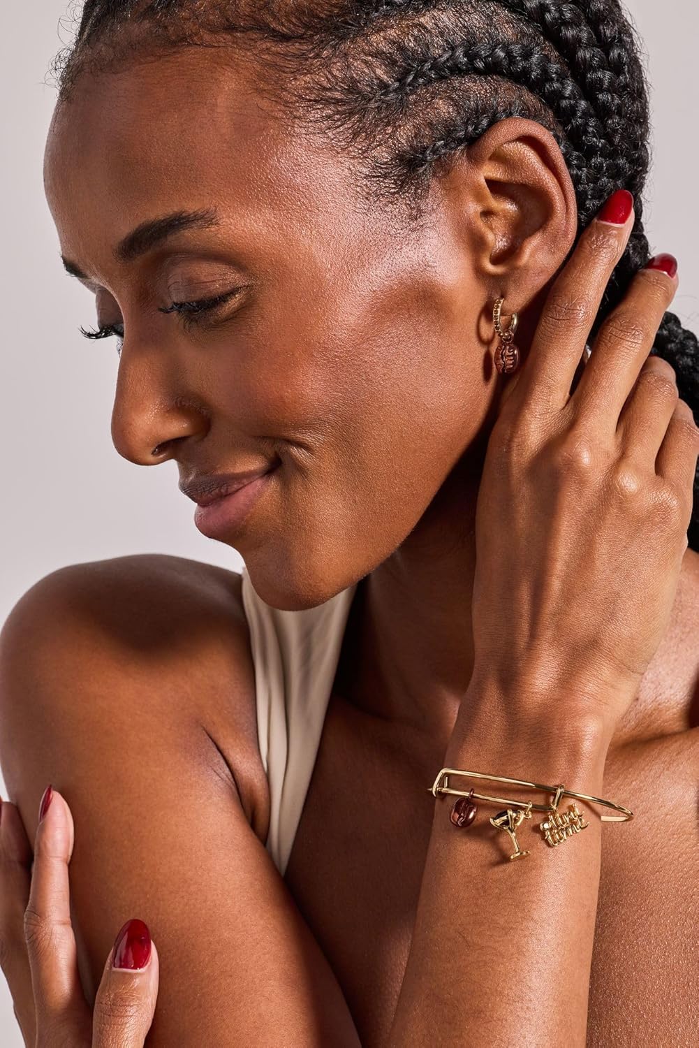 Alex and Ani Espresso Martini Huggie Hoop Earring Set, Shiny Gold