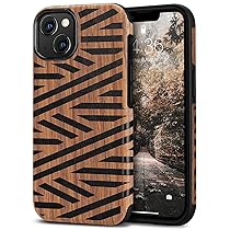 Tasikar Cover Compatibile con iPhone 13, Custodia in Legno e Pelle Compatibile con iPhone 13 6,1 Pollici 2021 (Pelle & Legno)