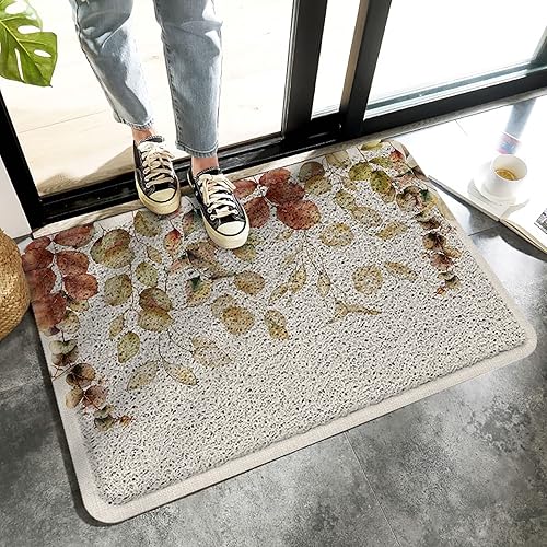 Miniatura 5 de 18X30IN Door Outdoor Mat Heavy Duty Rubber Doormats, Hello Pumpk Its Fall Yall Pumpk Maple Leaves Harvest Black Stripes Welcome Low-Profile Door